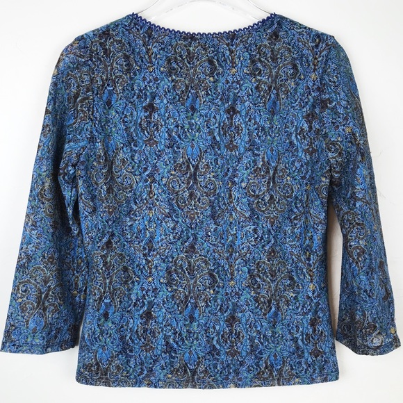 BIYAYCDA Boho 3/4 Sleeve Lined Lace Top S - Picture 3 of 7